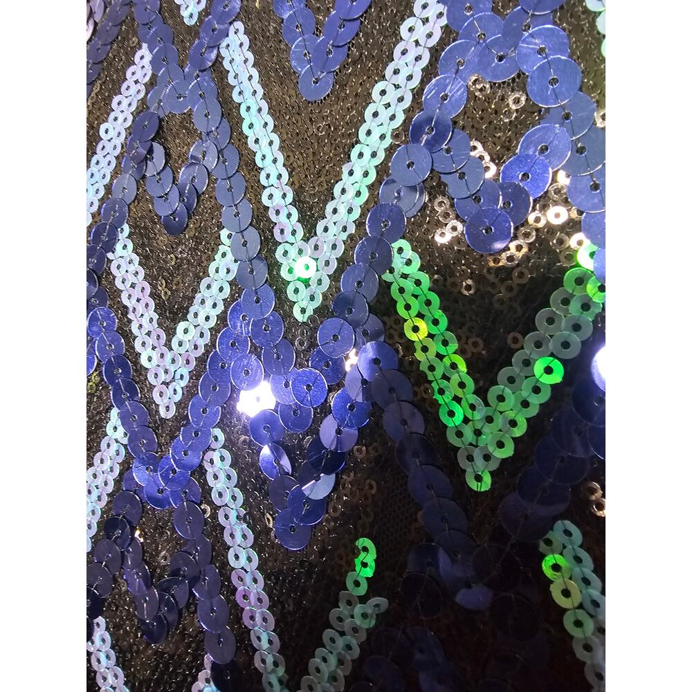 CHARLOTTE RUSSE Sequine Long Sleeve DRESS Blue Green Black Women's size XS - Picture 5 of 8